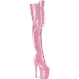 Glitter 20 cm FLAMINGO-3020GP Rosa overknee stiefel mit schnürung high heels