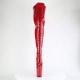 Glitter 20 cm FLAMINGO-3020GP Rote overknee stiefel mit schnürung high heels