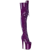 Glitter 20 cm FLAMINGO-3020GP Violett overknee stiefel mit schnürung high heels