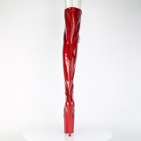 Glitter 20 cm PEEP TOE Red thigh high boots with laces high heels