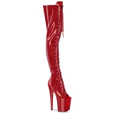 Glitter 20 cm PEEP TOE Rote overknee stiefel mit schnürung high heels