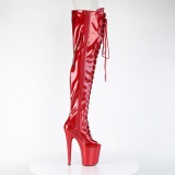 Glitter 20 cm PEEP TOE Rote overknee stiefel mit schnürung high heels