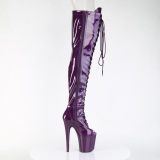 Glitter 20 cm PEEP TOE Violett overknee stiefel mit schnürung high heels