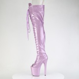 Glitter 20 cm PEEP TOE purple thigh high boots with laces high heels