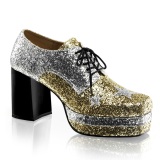 Glitter GLAMROCK-02 zuhälterschuhe 70er herren pimp schuhe disco gold