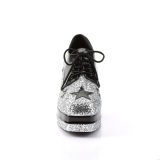 Glitter GLAMROCK-02 zuhälterschuhe 70er herren pimp schuhe disco silber