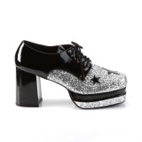 Glitter GLAMROCK-02 zuhälterschuhe 70er herren pimp schuhe disco silber