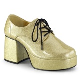 Glitter JAZZ-02G zuhälterschuhe 70er herren pimp schuhe disco gold