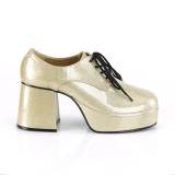 Glitter JAZZ-02G zuhälterschuhe 70er herren pimp schuhe disco gold