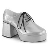 Glitter JAZZ-02G zuhälterschuhe 70er herren pimp schuhe disco silber