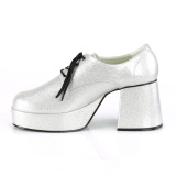 Glitter JAZZ-02G zuhälterschuhe 70er herren pimp schuhe disco silber