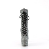 Glitter plateauboots damen 18 cm ADORE-1040GR schwarze boots high heels