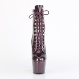 Glitter plateauboots damen 18 cm eggplant boots high heels