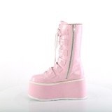 Hologramm 9 cm DAMNED-225 platform halbhohe stiefel damen mit schnallen rosa