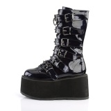 Hologramm 9 cm DAMNED-225 platform halbhohe stiefel damen mit schnallen schwarz