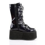 Hologramm 9 cm DAMNED-225 platform halbhohe stiefel damen mit schnallen schwarz