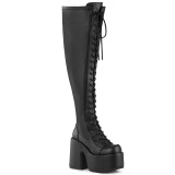 Kunstleder 13 cm gothic breite waden overknee stiefel mit stretch weitschaft