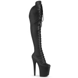 Kunstleder 20 cm FLAMINGO-3014 Schwarze overknee stiefel mit schnürung