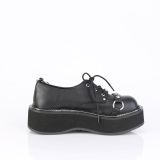 Kunstleder 5 cm EMILY-32 Schwarze punk schuhe mit schnürung