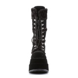 Kunstpelz 11,5 cm BEAR-202 emo damen stiefel mit pyramiden plateau in schwarz