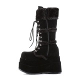 Kunstpelz 11,5 cm BEAR-202 emo damen stiefel mit pyramiden plateau in schwarz