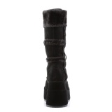 Kunstpelz 11,5 cm BEAR-202 emo damen stiefel mit pyramiden plateau in schwarz