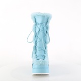 Kunstpelz 7 cm CUBBY-311 lolita damenstiefel mit plateau in blau