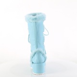 Kunstpelz 7 cm CUBBY-311 lolita damenstiefel mit plateau in blau