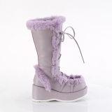 Kunstpelz 7 cm CUBBY-311 lolita damenstiefel mit plateau in lavendel