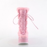 Kunstpelz 7 cm CUBBY-311 lolita damenstiefel mit plateau in rosa