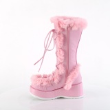 Kunstpelz 7 cm CUBBY-311 lolita damenstiefel mit plateau in rosa