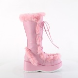 Kunstpelz 7 cm CUBBY-311 lolita damenstiefel mit plateau in rosa