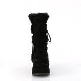 Kunstpelz 7 cm CUBBY-311 lolita damenstiefel mit plateau in schwarz