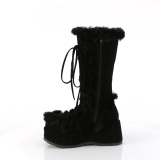 Kunstpelz 7 cm CUBBY-311 lolita damenstiefel mit plateau in schwarz