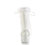 Kunstpelz 7 cm CUBBY-311 lolita damenstiefel mit plateau in weiss