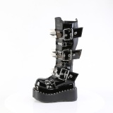 Lackleder 11,5 cm BEAR-215 emo damen stiefel mit pyramiden plateau in schwarz