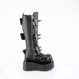 Lackleder 11,5 cm BEAR-215 emo damen stiefel mit pyramiden plateau in schwarz