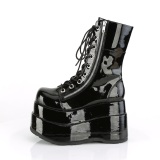 Lackleder 11,5 cm BEAR-265 emo abgestufte platform boots mit schnürung