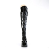 Lackleder 13 cm gothic breite waden overknee stiefel mit stretch weitschaft