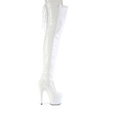 Lackleder 18 cm ADORE-3850 Weisse overknee stiefel mit schnürung