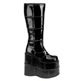 Lackleder 18 cm herrenstiefel cyberpunk stiefel extrem plateau schwarz