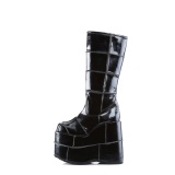 Lackleder 18 cm herrenstiefel cyberpunk stiefel extrem plateau schwarz