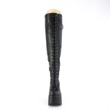 Leatherette 13 cm goth thigh high stretch overknee boots with wide calf