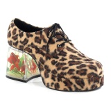 Leopard PIMP-02 herren zuhälterschuhe mit goldfisch aquarium absatz