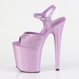 Lila 20 cm FLAMINGO-809GP glitter plateau high heels sandaletten