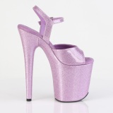 Lila 20 cm FLAMINGO-809GP glitter plateau high heels sandaletten