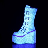 Neon 14 cm SWING-G platform halbhohe stiefel damen mit schnallen weiss