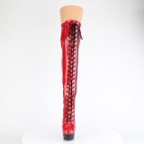 Patent 15 cm DELIGHT-3029 Red overknee boots with laces