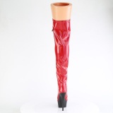 Patent 15 cm DELIGHT-3029 Red overknee boots with laces