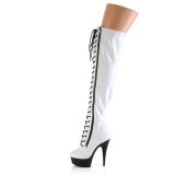 Patent 15 cm DELIGHT-3029 white overknee boots with laces